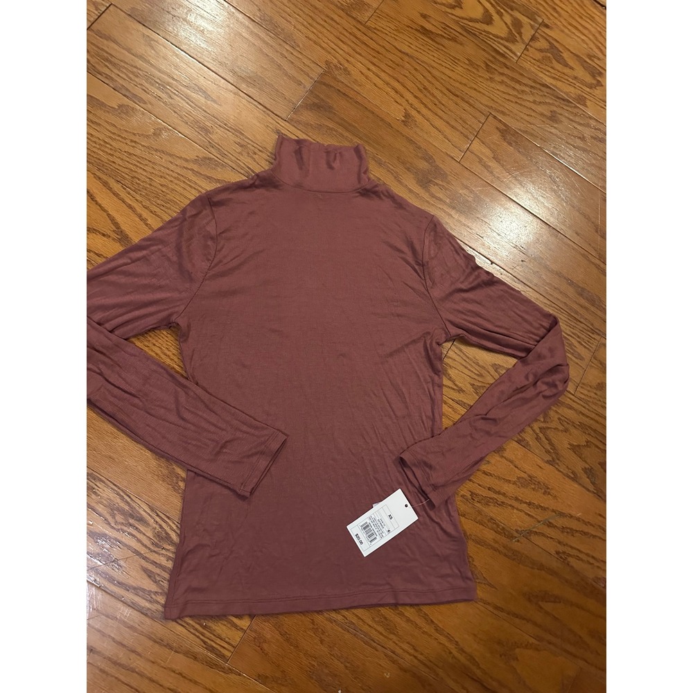 A New Day Womens XS Mauve Pink Ribbed Long Sleeve Turtleneck Top NWT